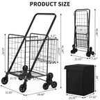 Chariot utilitaire d'escalier robuste COZONY, diable pliable en acier au carbone avec roues triples à 360°
