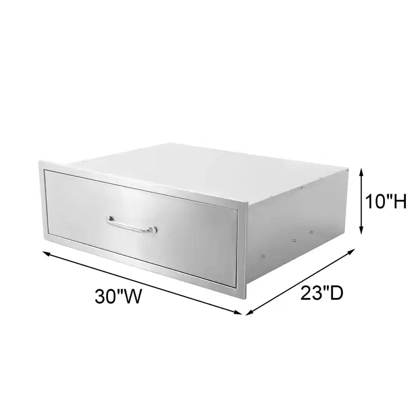 COZONY Tiroir de cuisine d'extérieur 30x23x10, tiroir barbecue en acier inoxydable avec montage encastré, argent