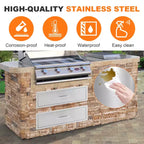 COZONY Tiroir de cuisine d'extérieur 30x23x10, tiroir barbecue en acier inoxydable avec montage encastré, argent