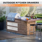 COZONY Tiroir de cuisine d'extérieur 30x23x10, tiroir barbecue en acier inoxydable avec montage encastré, argent