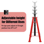Chandelles de levage COZONY robustes en acier, réglables en hauteur de 33 à 48 cm, avec goupille de verrouillage pour véhicules