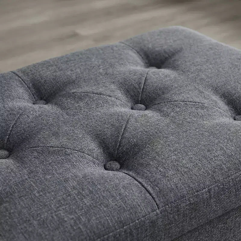 Banc de Rangement Pliable avec Couvercle Relevable, Repose-Pieds Rembourré et Coffre de Rangement de Bout de Lit pour Salon, Chambre, Entrée, 47 Gris