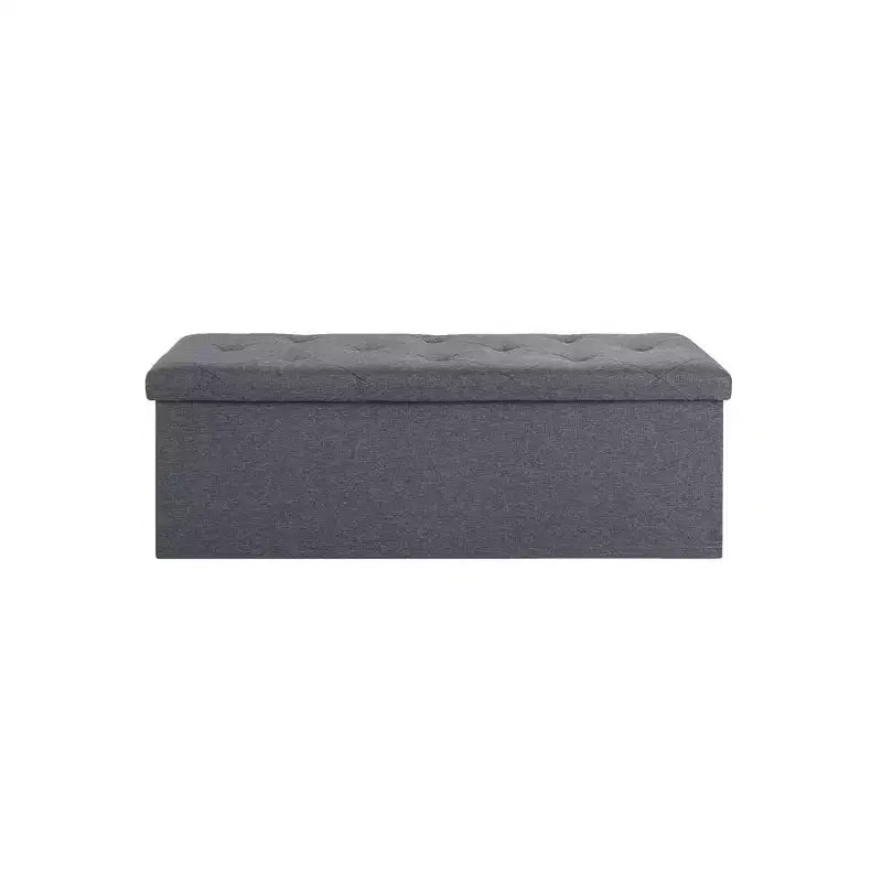 Banc de Rangement Pliable avec Couvercle Relevable, Repose-Pieds Rembourré et Coffre de Rangement de Bout de Lit pour Salon, Chambre, Entrée, 47 Gris