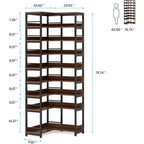Étagère à chaussures d'angle Lantine à 9 niveaux, organisateur vertical autoportant haut pour entrée, couloir, placard, marron rustique, gain de place
