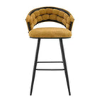 Lot de 2 tabourets de bar modernes rembourrés avec dossier incurvé, hauteur d'assise de 73,7 cm, pieds en fer noir pour îlot de cuisine ou bar à domicile-Panipeachy