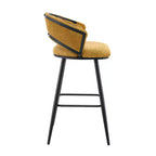 Lot de 2 tabourets de bar modernes rembourrés avec dossier incurvé, hauteur d'assise de 73,7 cm, pieds en fer noir pour îlot de cuisine ou bar à domicile-Panipeachy