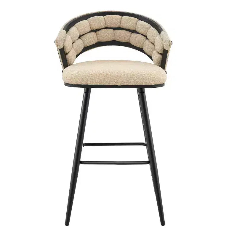 Lot de 2 tabourets de bar modernes rembourrés avec dossier incurvé, hauteur d'assise de 73,7 cm, pieds en fer noir pour îlot de cuisine ou bar à domicile-Panipeachy