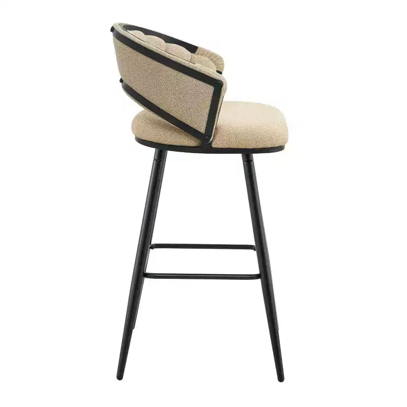 Lot de 2 tabourets de bar modernes rembourrés avec dossier incurvé, hauteur d'assise de 73,7 cm, pieds en fer noir pour îlot de cuisine ou bar à domicile-Panipeachy