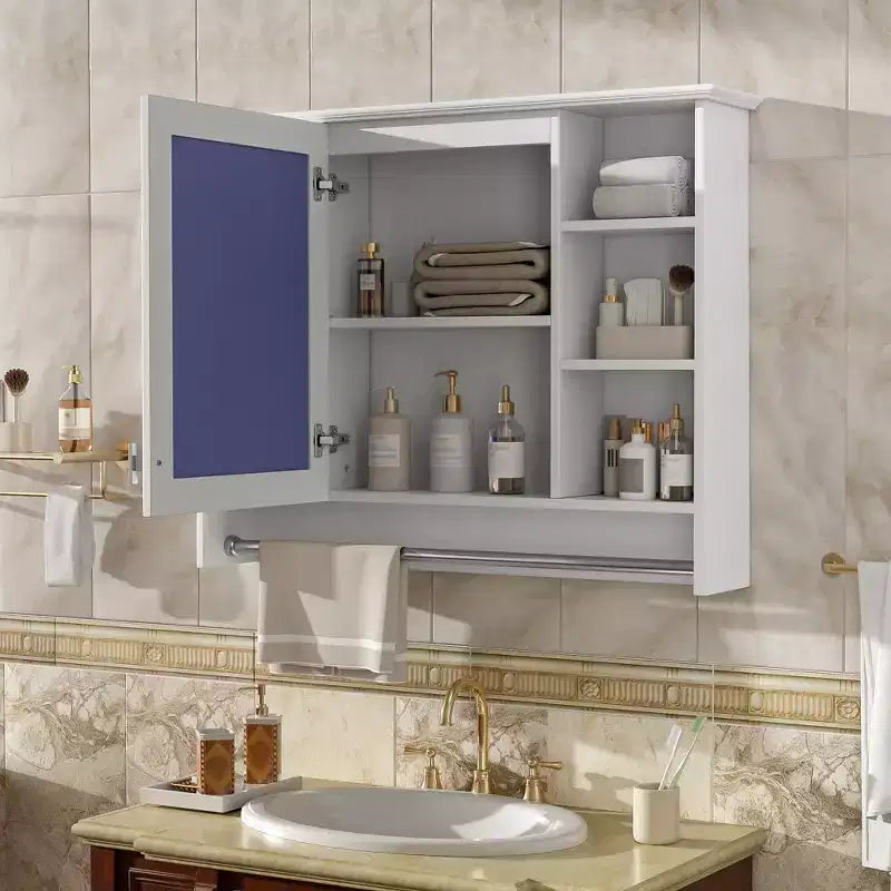 Armoire à pharmacie murale GDFStudio Jones 36 avec porte miroir et porte-serviettes