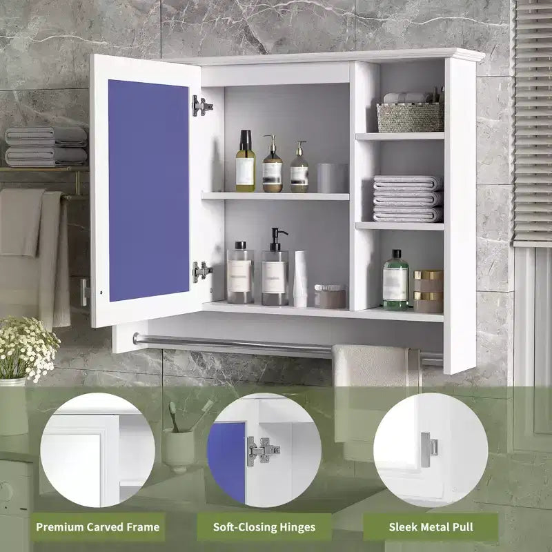 Armoire à pharmacie murale GDFStudio Jones 36 avec porte miroir et porte-serviettes