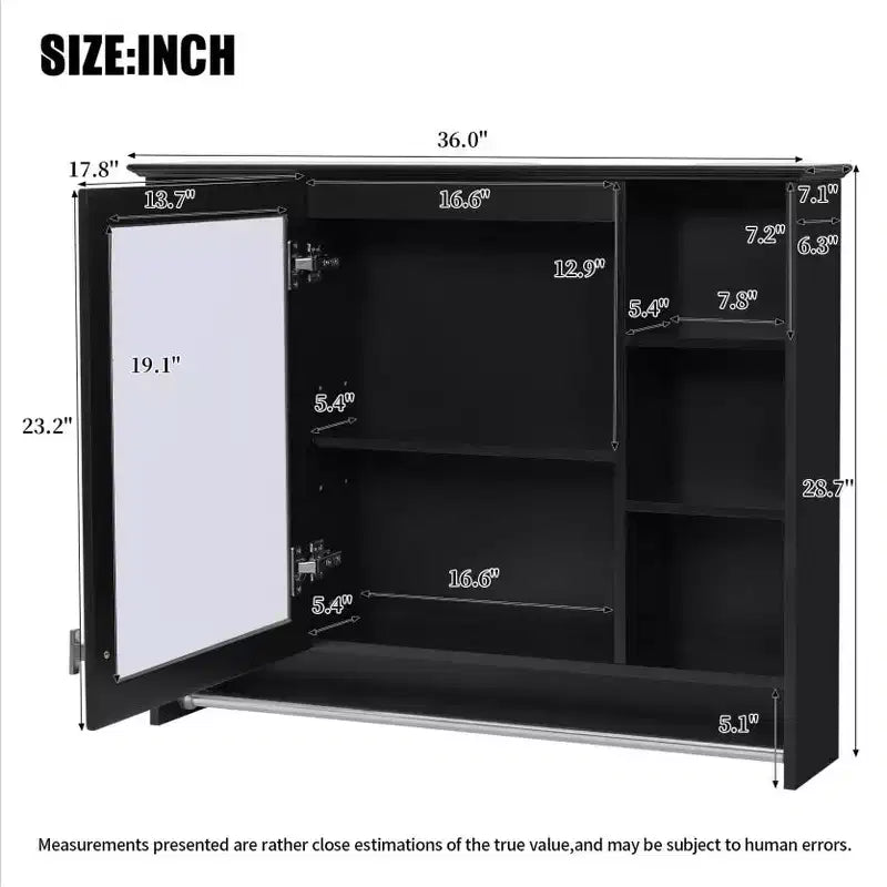 Armoire à pharmacie murale GDFStudio Jones 36 avec porte miroir et porte-serviettes