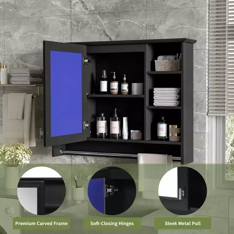 Armoire à pharmacie murale GDFStudio Jones 36 avec porte miroir et porte-serviettes