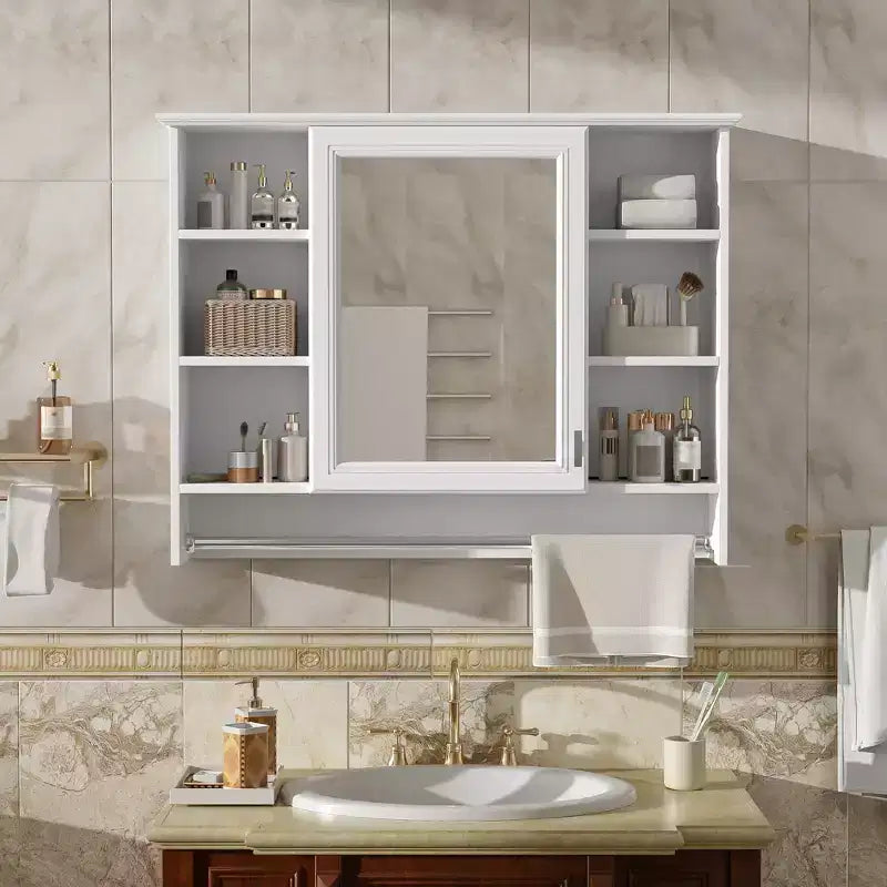 Armoire à pharmacie murale GDFStudio Jones 36 avec porte miroir et porte-serviettes