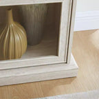 VIYET 63 Meuble vitrine à 4 niveaux en verre, meuble de collection en MDF blanc + verre trempé (portes relevables pour objets de collection/jouets/livres)