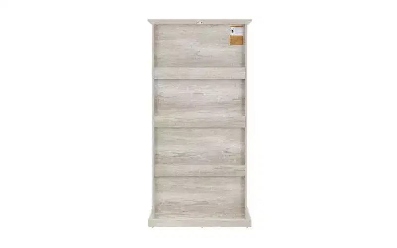 VIYET 63 Meuble vitrine à 4 niveaux en verre, meuble de collection en MDF blanc + verre trempé (portes relevables pour objets de collection/jouets/livres)