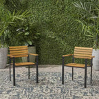 MAYEERTY Acacia Wood Outdoor Dining Armchair Set, Slat Panel Modern Industrial Style Stable Slatted Chairs for Patio Backyard