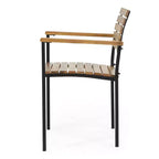 MAYEERTY Ensemble de fauteuils de salle à manger d'extérieur en bois d'acacia, chaises à lattes stables de style industriel moderne pour patio ou jardin
