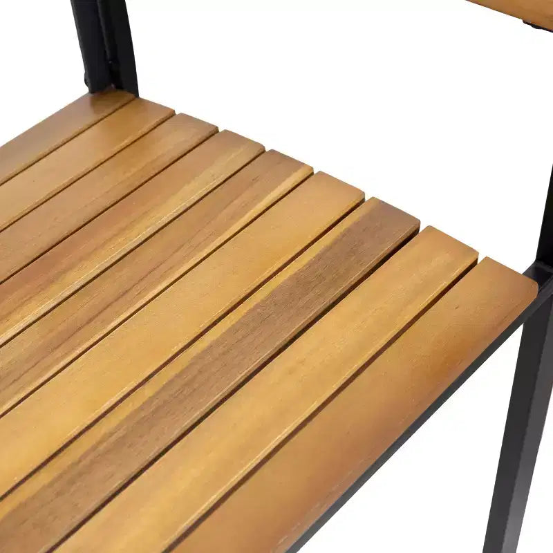 MAYEERTY Ensemble de fauteuils de salle à manger d'extérieur en bois d'acacia, chaises à lattes stables de style industriel moderne pour patio ou jardin