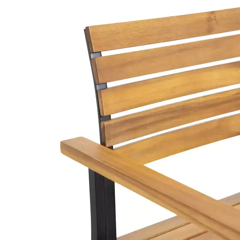 MAYEERTY Ensemble de fauteuils de salle à manger d'extérieur en bois d'acacia, chaises à lattes stables de style industriel moderne pour patio ou jardin