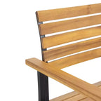 MAYEERTY Ensemble de fauteuils de salle à manger d'extérieur en bois d'acacia, chaises à lattes stables de style industriel moderne pour patio ou jardin