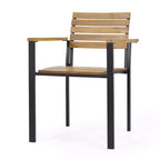 MAYEERTY Ensemble de fauteuils de salle à manger d'extérieur en bois d'acacia, chaises à lattes stables de style industriel moderne pour patio ou jardin