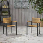 MAYEERTY Ensemble de fauteuils de salle à manger d'extérieur en bois d'acacia, chaises à lattes stables de style industriel moderne pour patio ou jardin