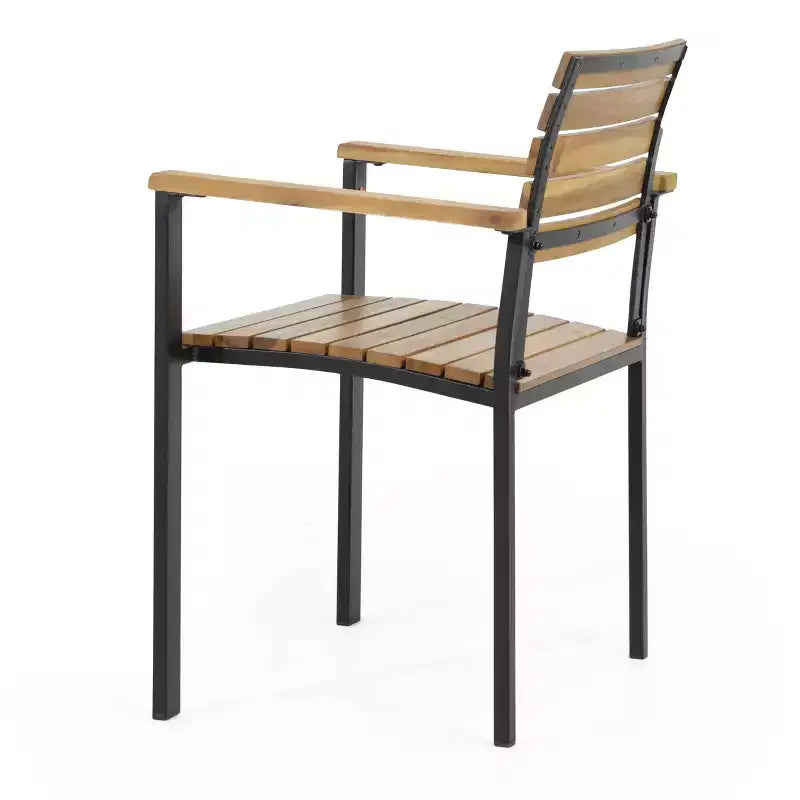 MAYEERTY Ensemble de fauteuils de salle à manger d'extérieur en bois d'acacia, chaises à lattes stables de style industriel moderne pour patio ou jardin