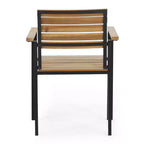 MAYEERTY Ensemble de fauteuils de salle à manger d'extérieur en bois d'acacia, chaises à lattes stables de style industriel moderne pour patio ou jardin