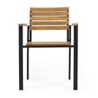 MAYEERTY Ensemble de fauteuils de salle à manger d'extérieur en bois d'acacia, chaises à lattes stables de style industriel moderne pour patio ou jardin
