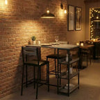 Ensemble de table de cuisine 3 pièces avec étagères de rangement et 2 chaises rembourrées - Table à manger en fer et bois pour petits espaces, appartements, copropriétés