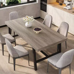 Table à manger industrielle de 70,87 po pour 6 à 8 personnes, longue table de cuisine en bois avec cadre métallique robuste et finition noire, peut accueillir 6 personnes (comptoir rectangulaire)