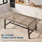 Table à manger industrielle de 70,87 po pour 6 à 8 personnes, longue table de cuisine en bois avec cadre métallique robuste et finition noire, peut accueillir 6 personnes (comptoir rectangulaire)