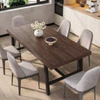 Table à manger industrielle de 70,87 po pour 6 à 8 personnes, longue table de cuisine en bois avec cadre métallique robuste et finition noire, peut accueillir 6 personnes (comptoir rectangulaire)