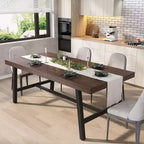 70.87 Industrial Dining Table for 6-8 People, Long Wooden Kitchen Table with Sturdy Metal Frame & Black Finish, Seats 6 Rectangular Counter