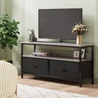 Meuble TV, Centre de divertissement avec rangement, Meuble TV 50 pouces pour chambre, Petite commode TV avec tiroirs et étagères