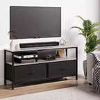 Meuble TV, Centre de divertissement avec rangement, Meuble TV 50 pouces pour chambre, Petite commode TV avec tiroirs et étagères