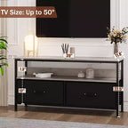 Meuble TV, Centre de divertissement avec rangement, Meuble TV 50 pouces pour chambre, Petite commode TV avec tiroirs et étagères