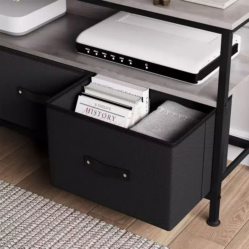 Meuble TV, Centre de divertissement avec rangement, Meuble TV 50 pouces pour chambre, Petite commode TV avec tiroirs et étagères