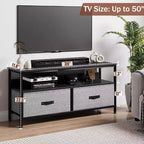 Meuble TV, Centre de divertissement avec rangement, Meuble TV 50 pouces pour chambre, Petite commode TV avec tiroirs et étagères