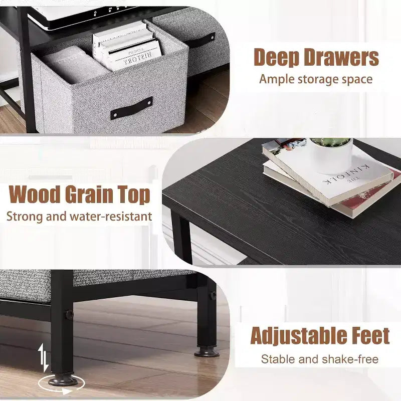 Meuble TV, Centre de divertissement avec rangement, Meuble TV 50 pouces pour chambre, Petite commode TV avec tiroirs et étagères