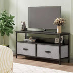 Meuble TV, Centre de divertissement avec rangement, Meuble TV 50 pouces pour chambre, Petite commode TV avec tiroirs et étagères