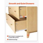 Commode en bois 6 tiroirs avec rails métalliques, anti-basculement, glissement doux pour chambre à coucher, bois clair