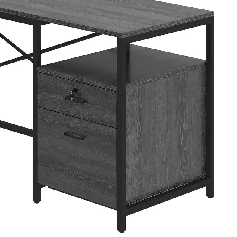 Bureau en U de 79 pouces, bureau réversible en L avec tiroirs, bureau d'angle pour ordinateur avec support d'écran et étagères de rangement