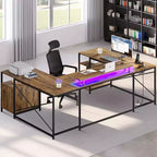 Bureau en U de 79 pouces, bureau réversible en L avec tiroirs, bureau d'angle pour ordinateur avec support d'écran et étagères de rangement