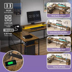 Bureau en U de 79 pouces, bureau réversible en L avec tiroirs, bureau d'angle pour ordinateur avec support d'écran et étagères de rangement
