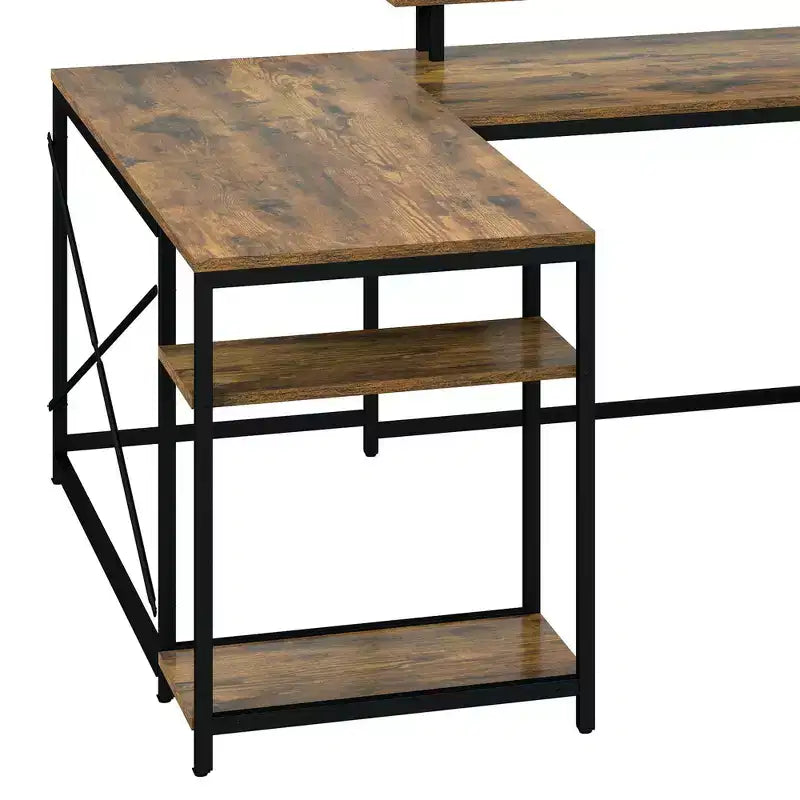 Bureau en U de 79 pouces, bureau réversible en L avec tiroirs, bureau d'angle pour ordinateur avec support d'écran et étagères de rangement