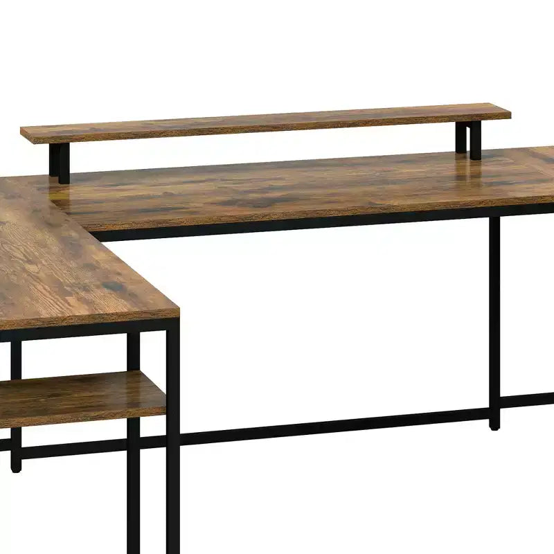 Bureau en U de 79 pouces, bureau réversible en L avec tiroirs, bureau d'angle pour ordinateur avec support d'écran et étagères de rangement