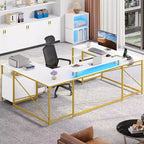 Bureau en U de 79 pouces, bureau réversible en L avec tiroirs, bureau d'angle pour ordinateur avec support d'écran et étagères de rangement