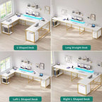 Bureau en U de 79 pouces, bureau réversible en L avec tiroirs, bureau d'angle pour ordinateur avec support d'écran et étagères de rangement
