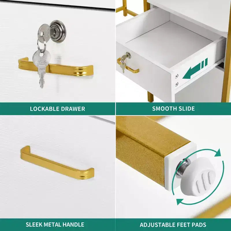 Bureau en U de 79 pouces, bureau réversible en L avec tiroirs, bureau d'angle pour ordinateur avec support d'écran et étagères de rangement